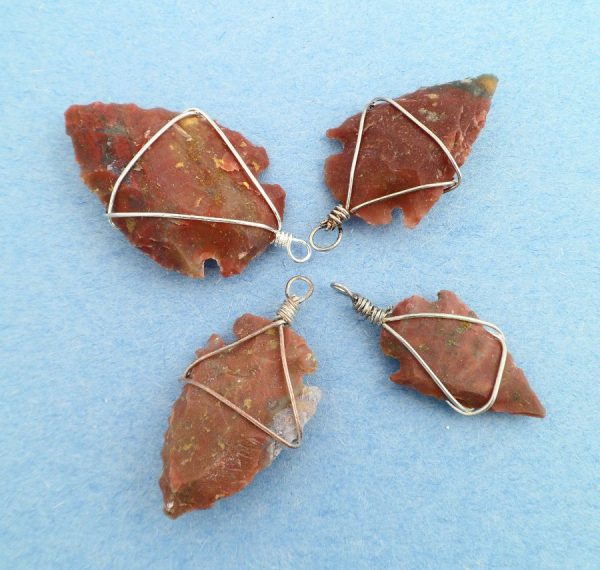 Red Jasper arrowhead pendant – wire wrapped All Crystal Jewelry Red Jasper arrowhead pendant - w