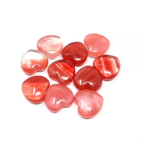 Cherry Quartz Hearts bag of 10 All Polished Crystals cherry quartz