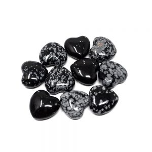 Snowflake Obsidian Hearts bag of 10 All Polished Crystals bulk crystal hearts