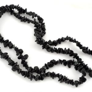 Obsidian, Black Chip Bead Necklace Crystal Jewelry black obsidian