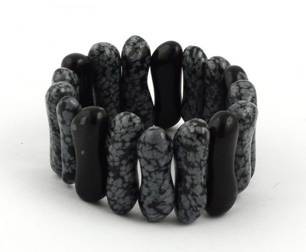 Snowflake Obsidian Peanut Bracelet, lg All Crystal Jewelry bracelet