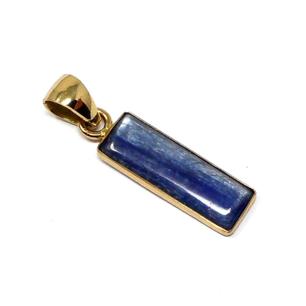 gold metal pendant Gold Necklace Jewelry Blue kyanite stone