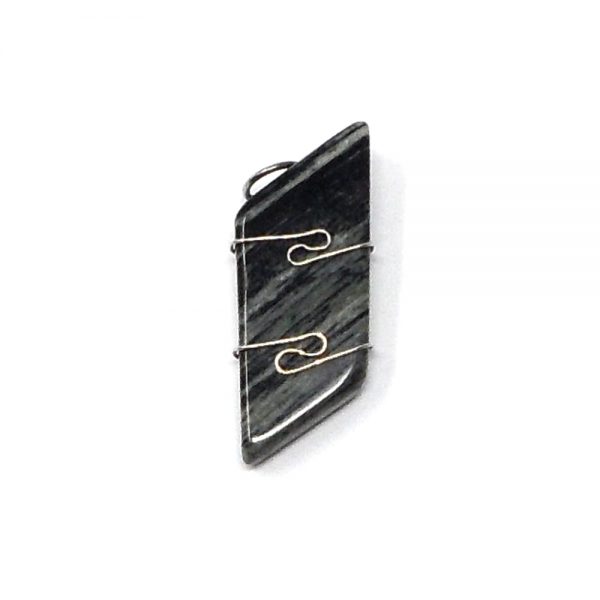 Wire Wrapped Pendant, Mani Stone All Crystal Jewelry black jasper