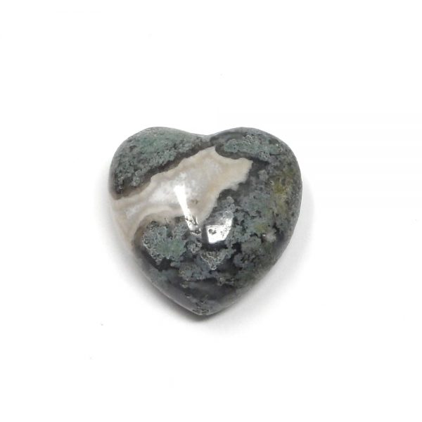 Moss Agate Puffy Heart 30mm All Polished Crystals agate