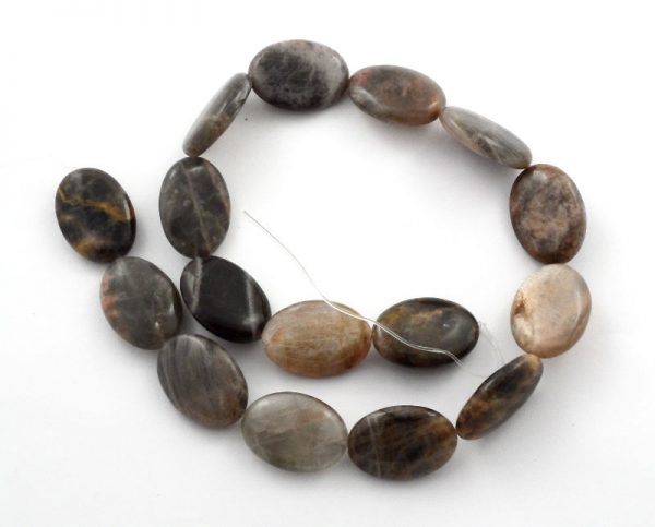 Black Moonstone Flat Oval Bead Strand All Crystal Jewelry bead