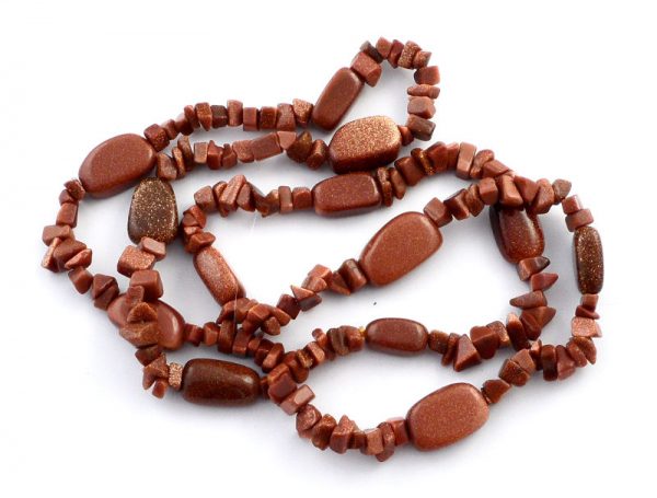 Goldstone Chip and Polished Oval Bead Strand All Crystal Jewelry chip bead