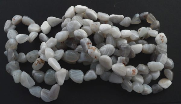 Lace Agate Tumbled Bead Strand, extra long All Crystal Jewelry agate