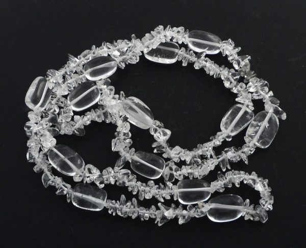 Quartz Chip and Polished Oval Bead Strand All Crystal Jewelry chip bead