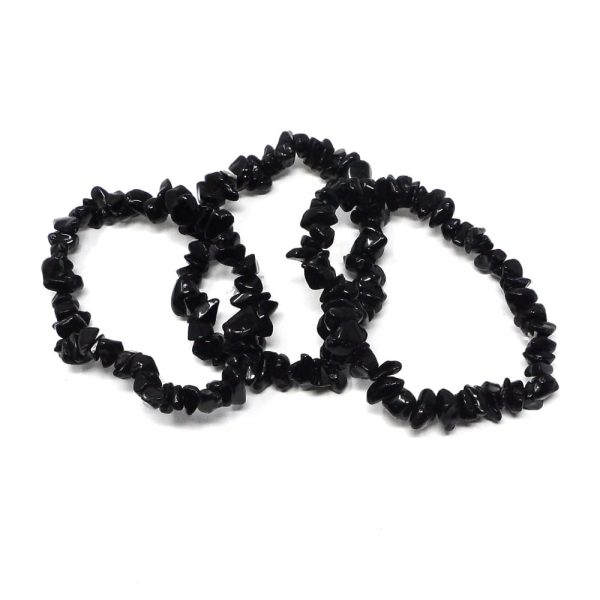 Black Obsidian Single Strand Chip Bracelet All Crystal Jewelry black obsidian