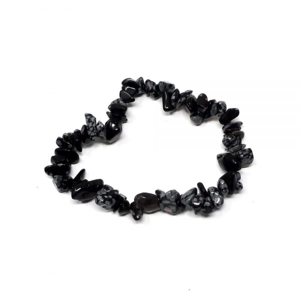 Snowflake Obsidian Single Strand Chip Bracelet All Crystal Jewelry bracelet