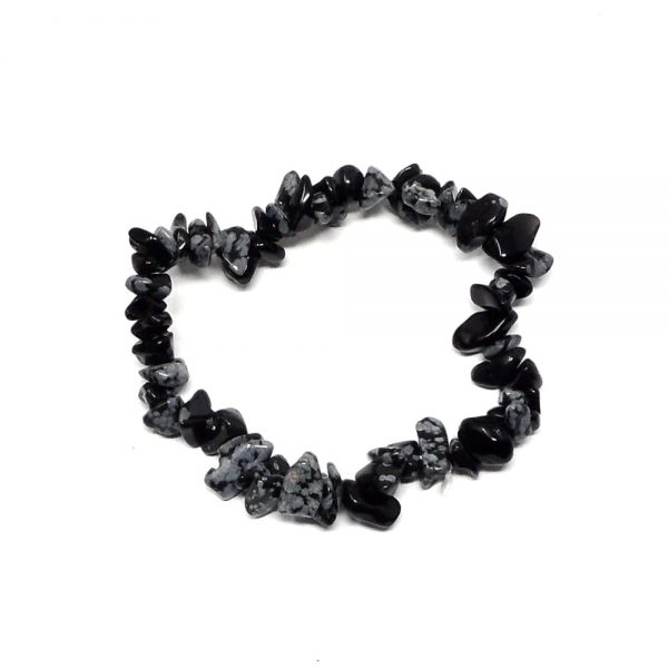 Snowflake Obsidian Single Strand Chip Bracelet All Crystal Jewelry bracelet