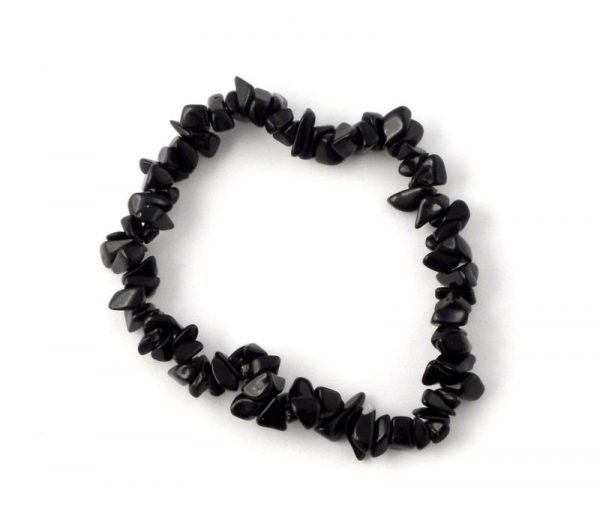 Black Obsidian Single Strand Chip Bracelet All Crystal Jewelry black obsidian