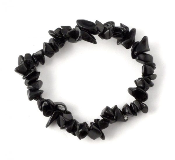 Black Tourmaline Single Strand Chip Bracelet All Crystal Jewelry black tourmaline