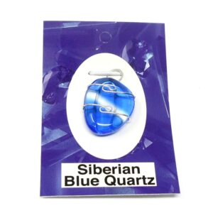 Siberian Blue Quartz Wire Wrapped Pendant Crystal Jewelry pendant