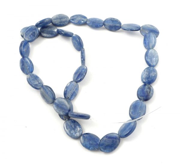 Blue Kyanite Flat Oval Bead Strand All Crystal Jewelry bead