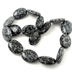 Snowflake Obsidian Rounded Oval Bead Strand All Crystal Jewelry bead