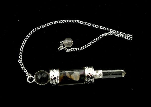Crystal Chips Pendulum with Quartz Point and Sphere All Specialty Items clear quartz
