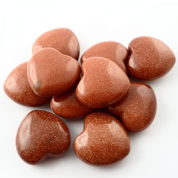 Goldstone Hearts, bag of 10 All Polished Crystals goldstone