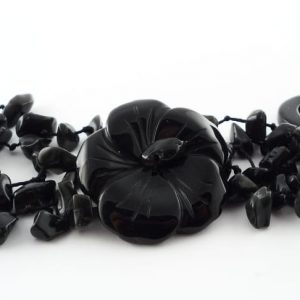 Obsidian Flower Bracelet All Crystal Jewelry black obsidian