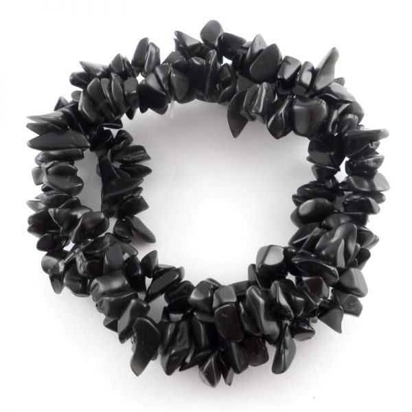 Black Obsidian 3-Strand Chip Bracelet All Crystal Jewelry black obsidian