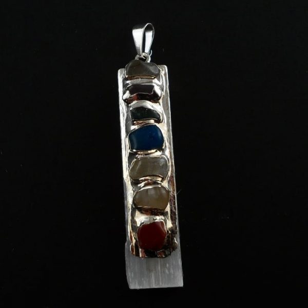 Selenite with Chakra Stones Pendant All Crystal Jewelry chakra