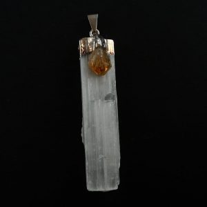 Selenite with Citrine Pendant Crystal Jewelry Citrine