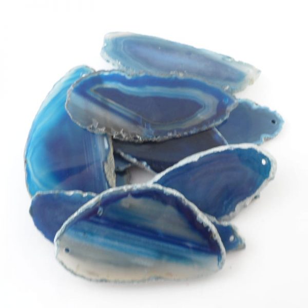 Agate Slabs, Blue, pack of 10 size 00 drilled Agate Products agate