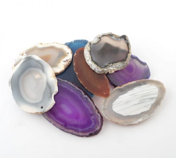 Agate Slabs, Mixed, pack of 10 size 00 drilled Agate Products agate slab