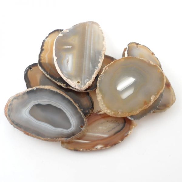 Agate Slabs, Natural, pack of 10 size 00 drilled Agate Products agate