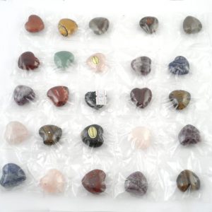 Mixed Gemstone Hearts – 30 mm drilled – sheet of 25 Crystal Jewelry drilled heart