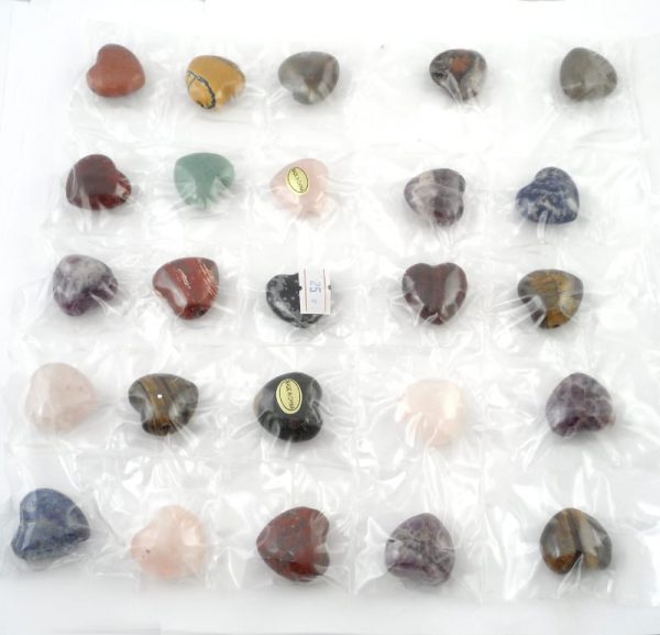 Mixed Gemstone Hearts – 30 mm drilled – sheet of 25 All Crystal Jewelry drilled heart