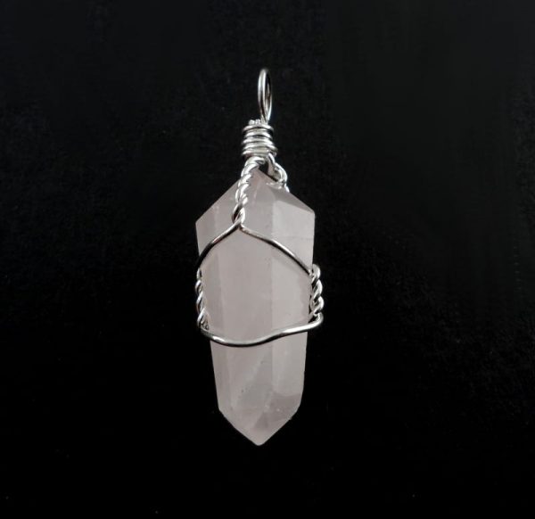 Rose Quartz Pendant, wire wrapped All Crystal Jewelry pendant