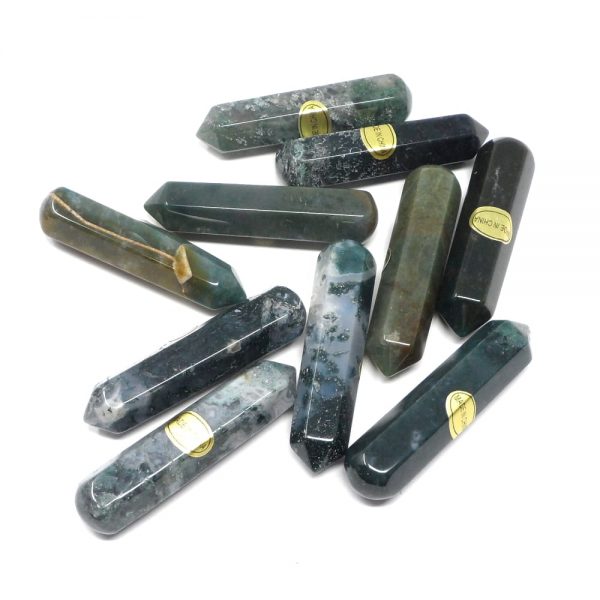 Moss Agate Wands pack of 10 All Polished Crystals agate