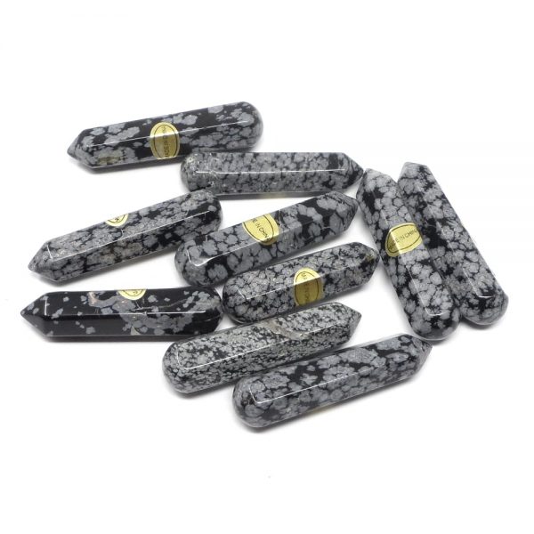 Snowflake Obsidian Wands pack of 10 All Polished Crystals bulk crystal wands
