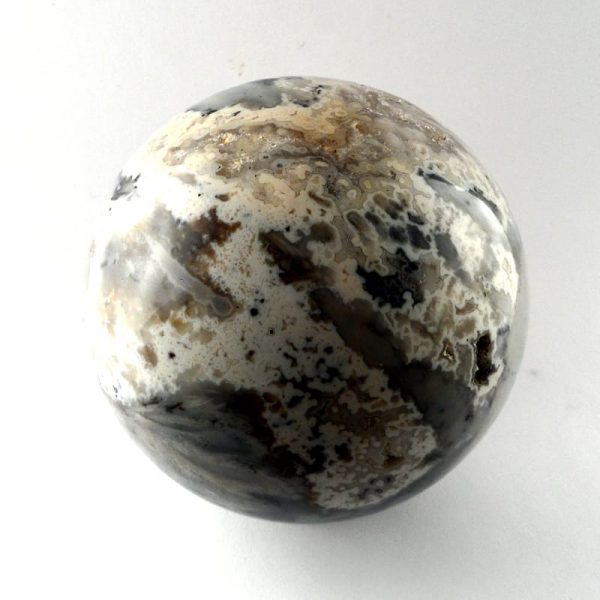 Agate,Dendritic White, Sphere, 70mm All Polished Crystals agate