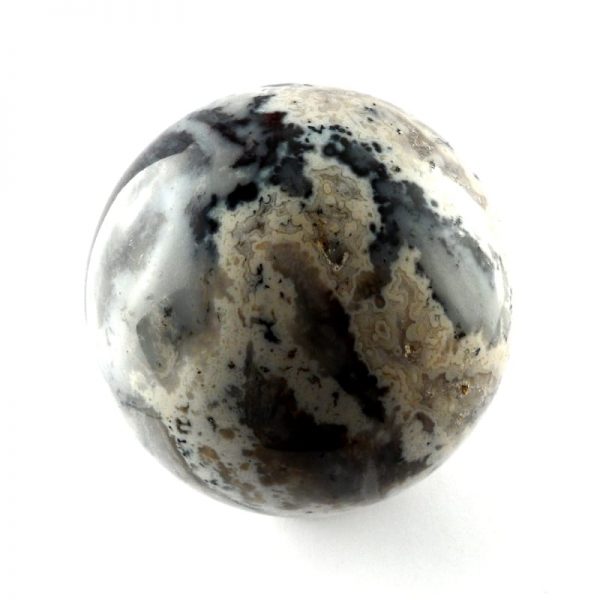Agate,Dendritic White, Sphere, 70mm All Polished Crystals agate