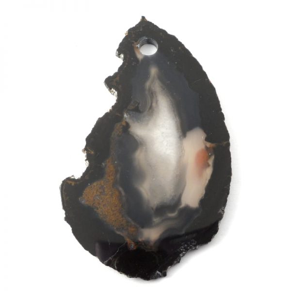 Agate Slice, Brown/Black, drilled Agate Products agate