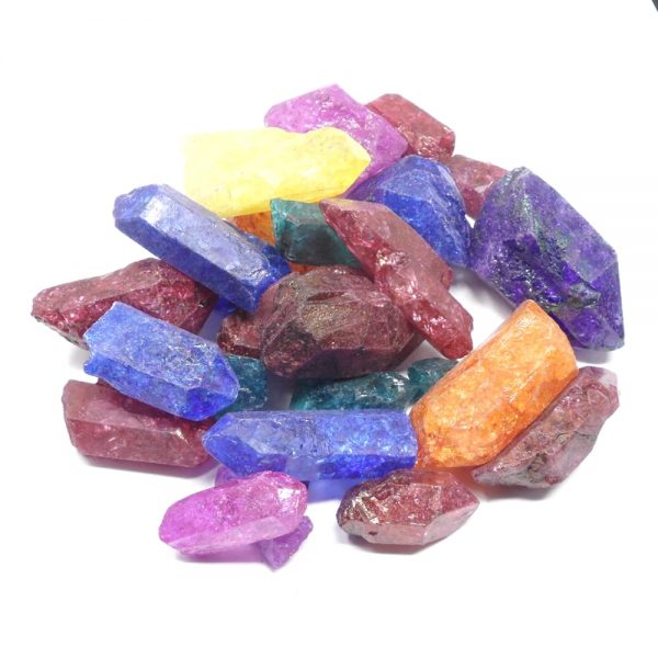 Quartz Points dyed 16oz All Raw Crystals bulk quartz point