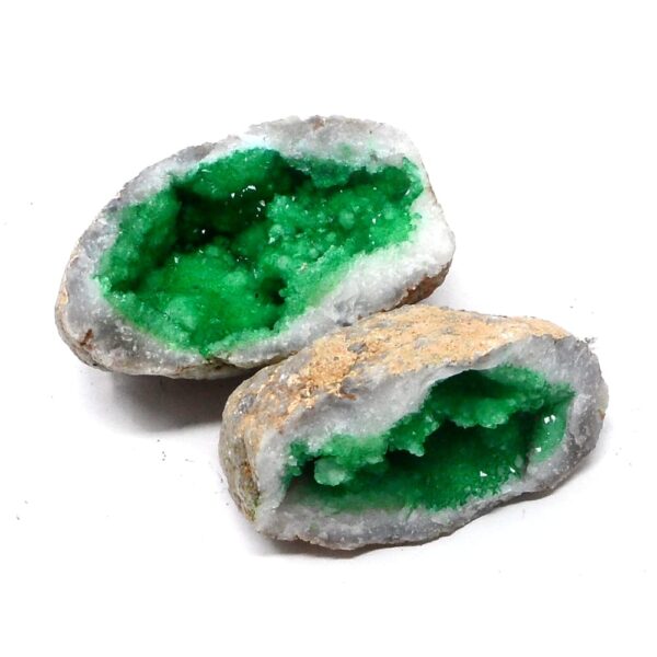 Moroccan Geode Pair Green All Raw Crystals dyed geode