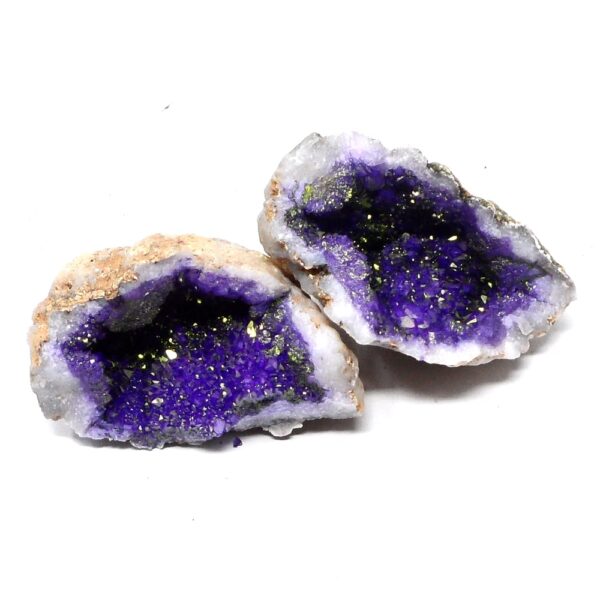 Moroccan Geode Pair Purple All Raw Crystals dyed geode