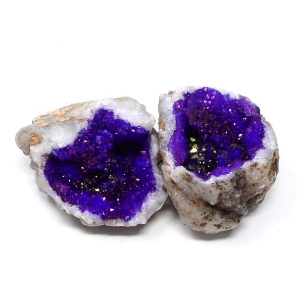 Moroccan Geode Pair Purple/Gold All Raw Crystals dyed geode