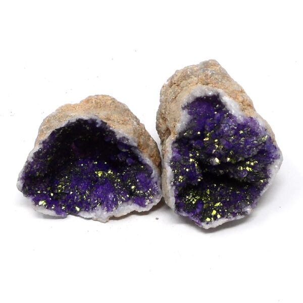 Moroccan Geode Pair Purple/Gold All Raw Crystals dyed geode