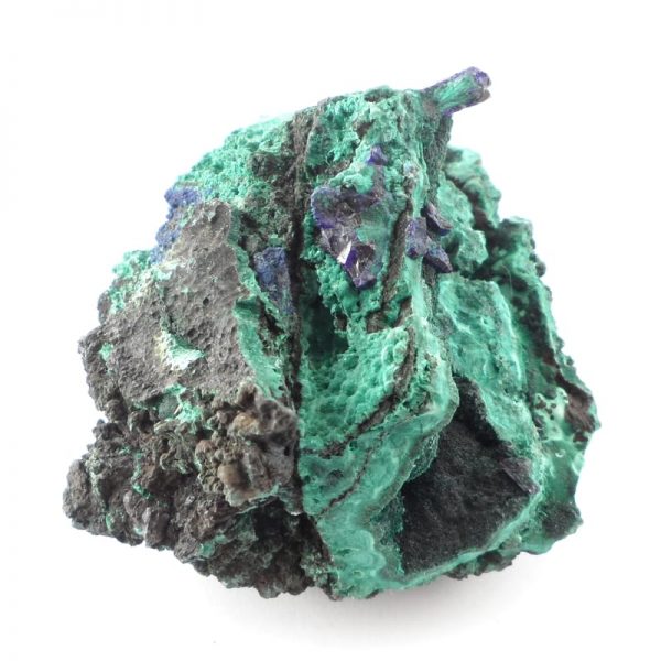 Azurite and Fibrous Malachite specimen All Raw Crystals azurite