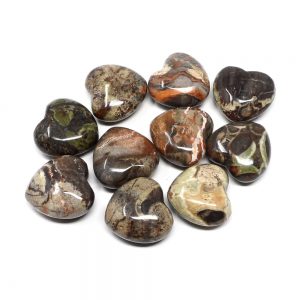 Rhyolite Hearts bag of 10 All Polished Crystals birds eye jasper hearts