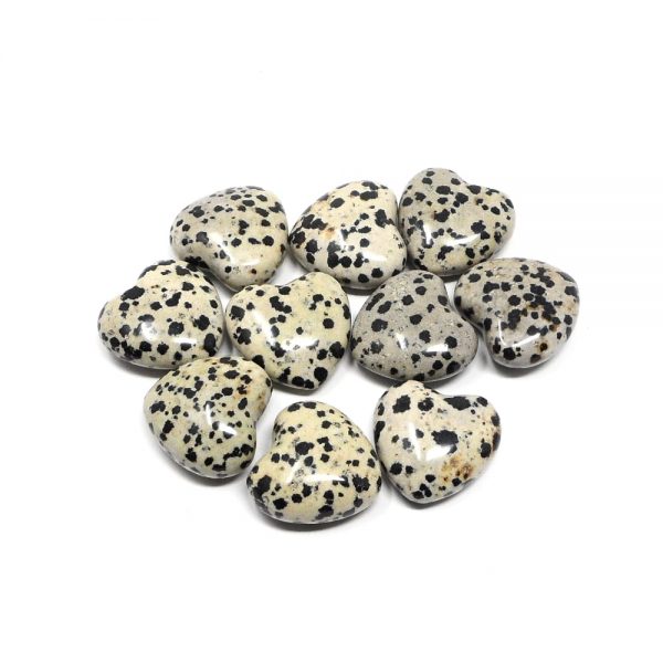 Dalmatian Jasper Hearts bag of 10 All Polished Crystals bulk jasper hearts