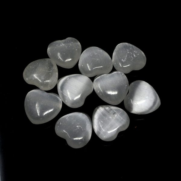 Selenite Hearts bag of 10 All Polished Crystals bulk crystal hearts