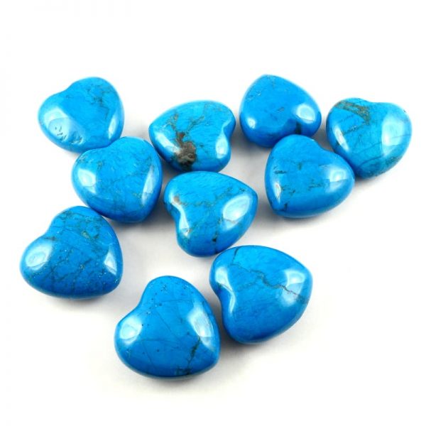 Howlite, Blue, Hearts, bag of 10 All Polished Crystals blue howlite