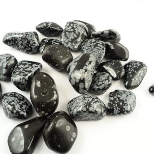 Obsidian, Snowflake, tumbled, 8oz Tumbled Stones obsidian
