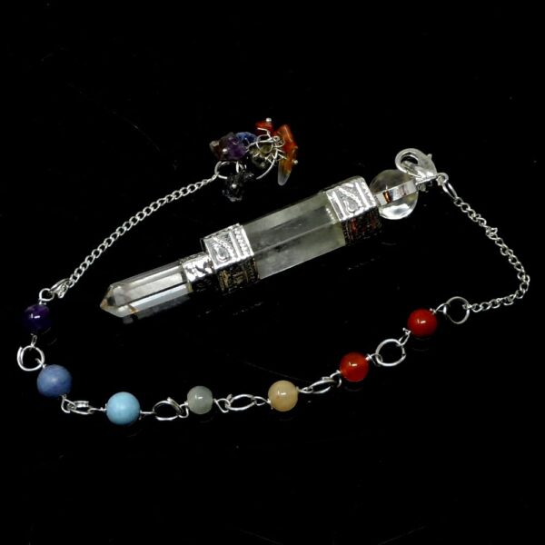Quartz Pendulum w Chakra Chip Bracelet All Crystal Jewelry bracelet