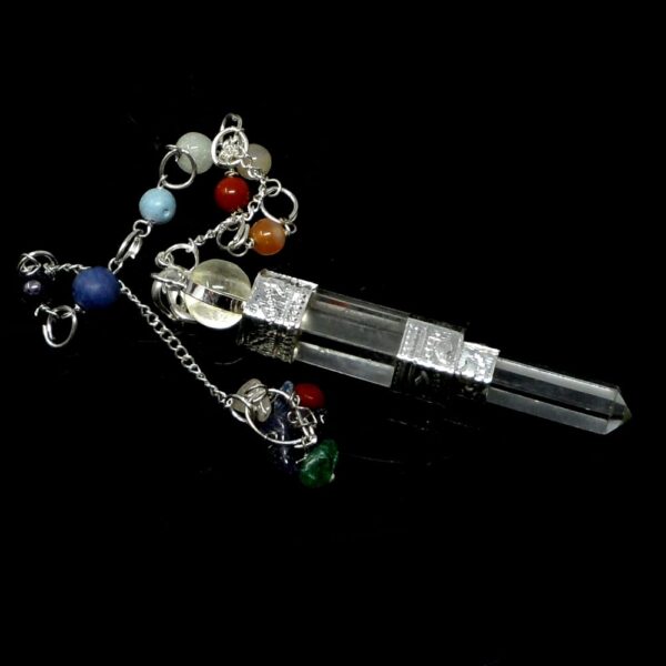Quartz Pendulum w Chakra Chip Bracelet All Crystal Jewelry bracelet